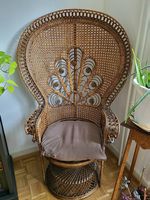 Fauteuil Pomare "Emmanuelle" vintage en rotin
