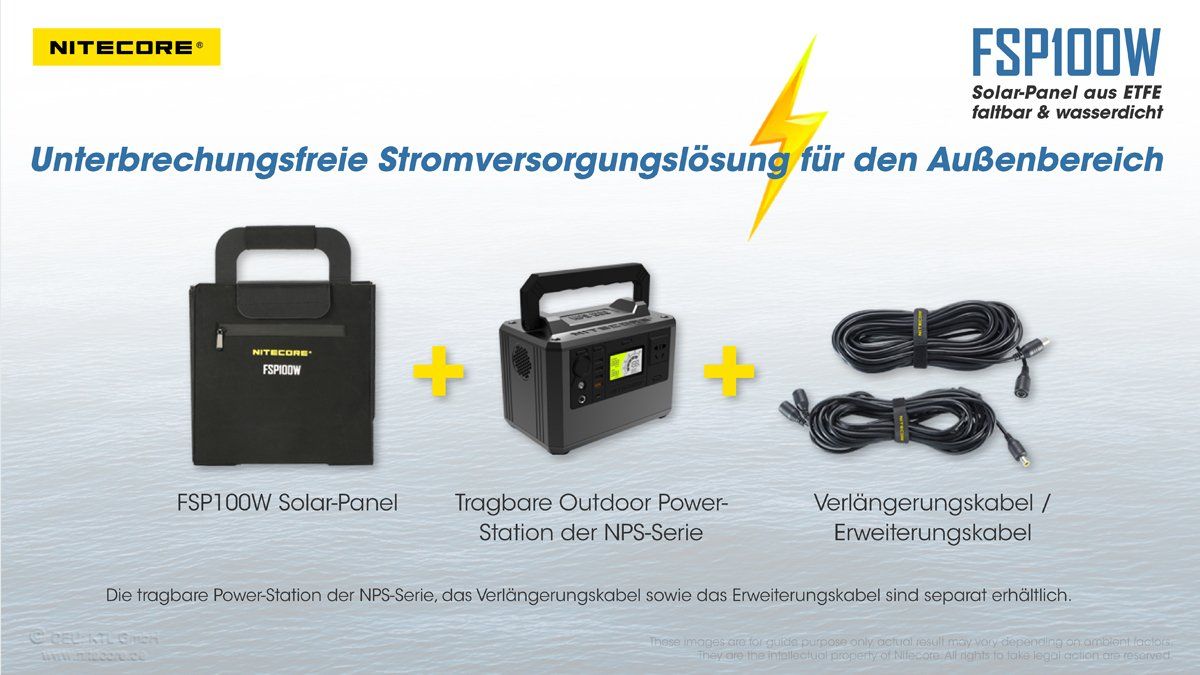 Dispositivi a energia solare: NITECORE Solar Panel FSP100W - wasserfest – Nuovo e nell'imballaggio originale da Grüningen venduto da Prolumin 7