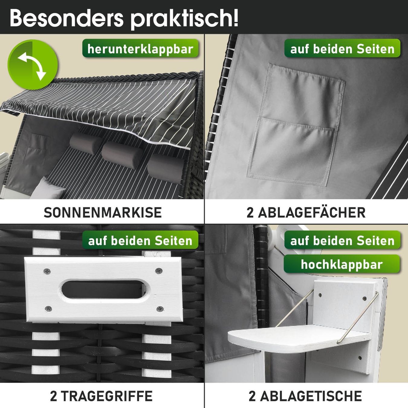 Sedie a sdraio: Strandkorb 3-Sitzer + Schutzhülle - Hellblau/Gestreift – Nuovo e nell'imballaggio originale da Wallenwil venduto da toesstal-vertrieb 5