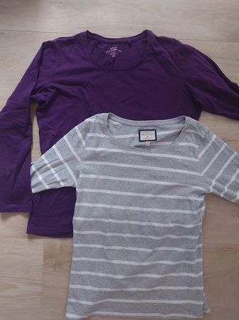 2 Damen Langarmshirts Grösse M gestreift lila Baumwolle