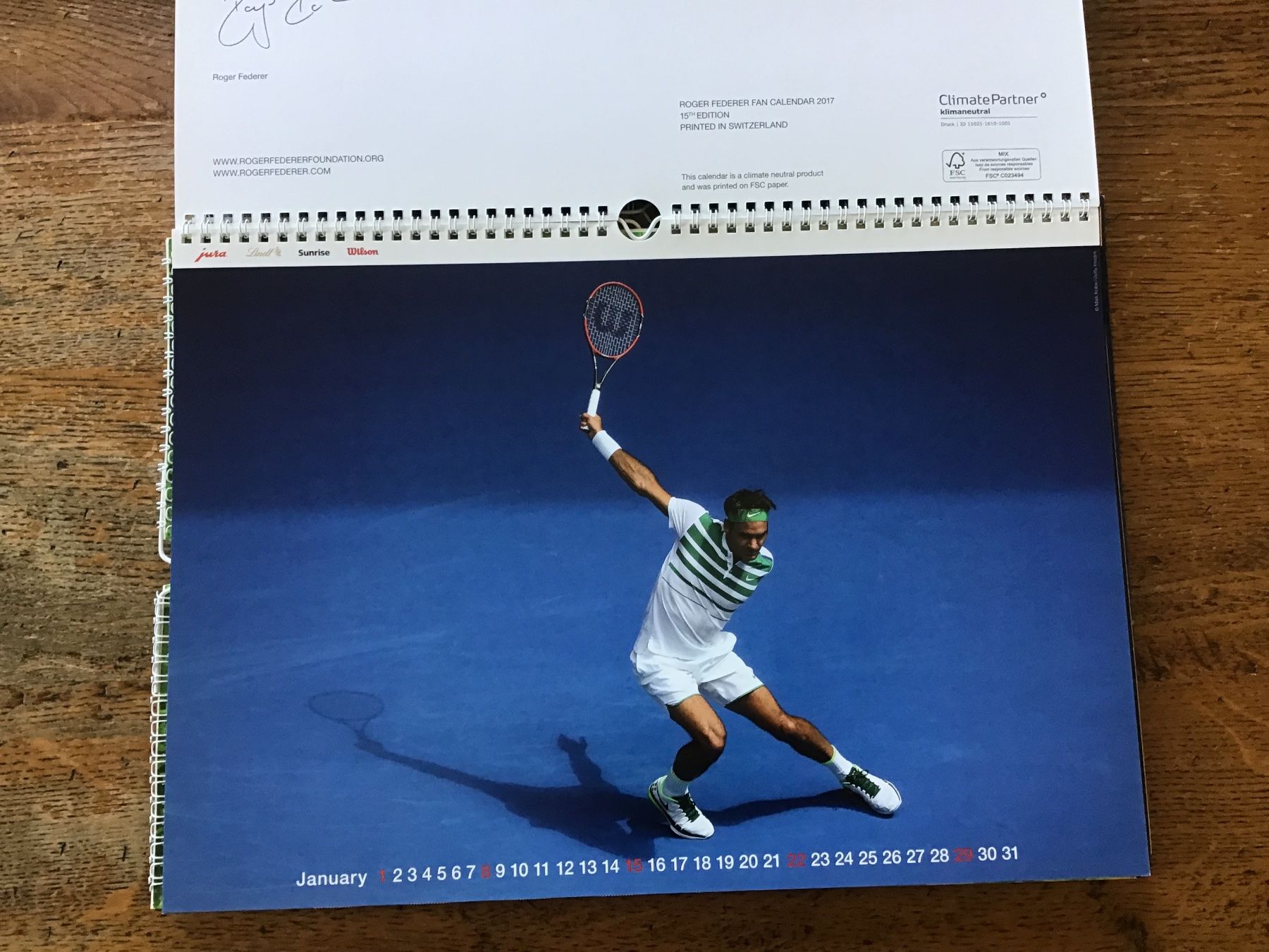 Calendriers: Calendrier officiel Roger Federer 2017 – D'occasion à Fully par Ruby97 1