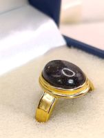 Vintage 925er Silber vergoldete Ring schwarze Natur Opal Top