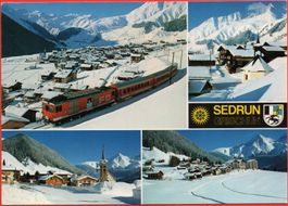 SEDRUN Bahn, gegen Oberalppass, Bugnei, Dorfpartie, La Foppa