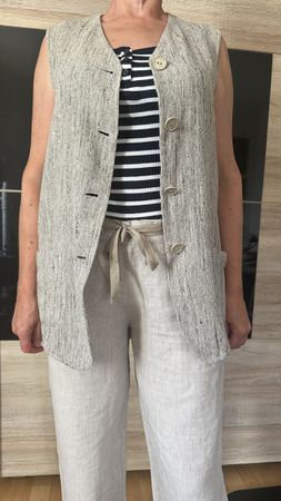 Gilet TREND LES COPAINS soie/laine gris taille 42 état neuf