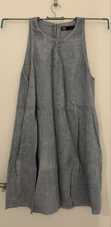 Vestito Zara azzurro taglia M in lino
