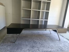 Moderner Designer-Salontisch in Schwarz/Grau – 155 × 50 × 36