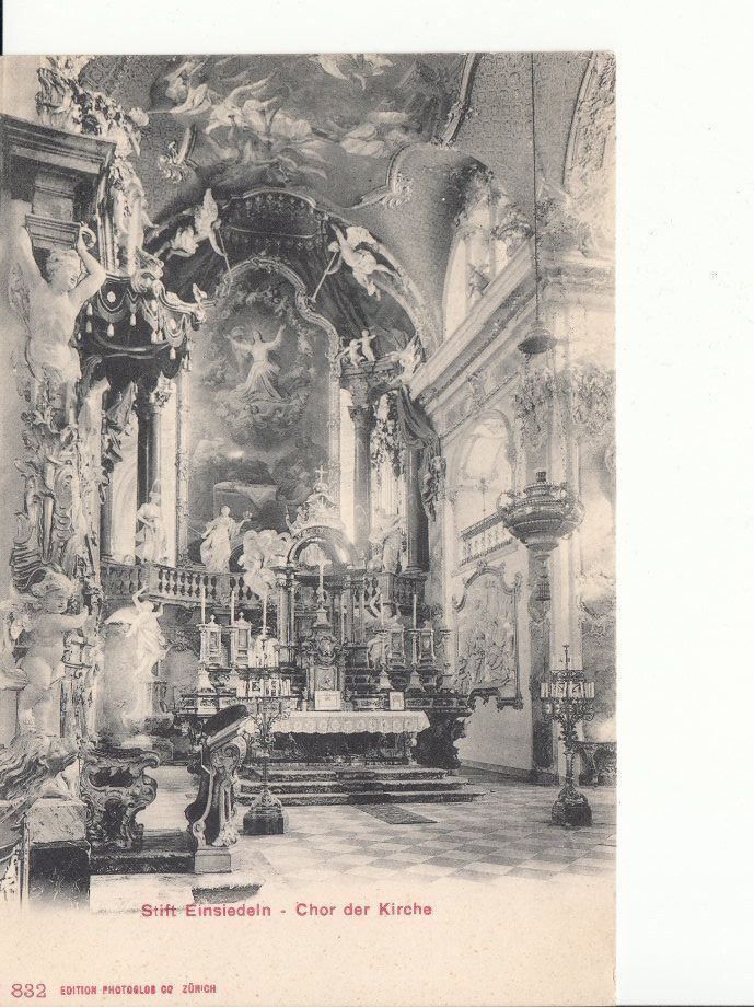Cartoline postali: Einsiedeln, Chor der Kirche 1919 – Usato da Bürglen TG venduto da StampGraf