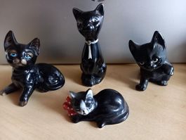 4 Katzenfiguren, Deko, für Sammler