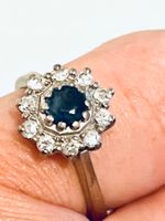 Sapphire & Natural Diamond Platinum Ring