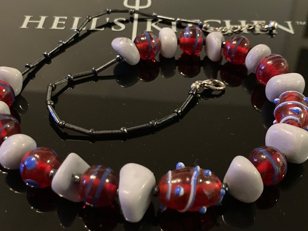 Collier Ancien Perles De Murano Irisées Années 40 - Ras De Cou - Couleur Marron Beige