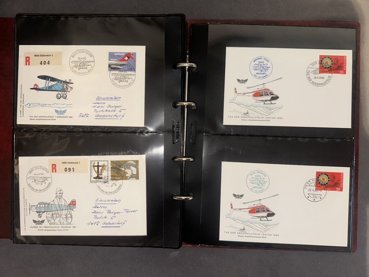 Alle Briefmarken: Flugbriefe Album Schweiz Luftpost Airmail – Gebraucht aus Stettfurt von 2442 7