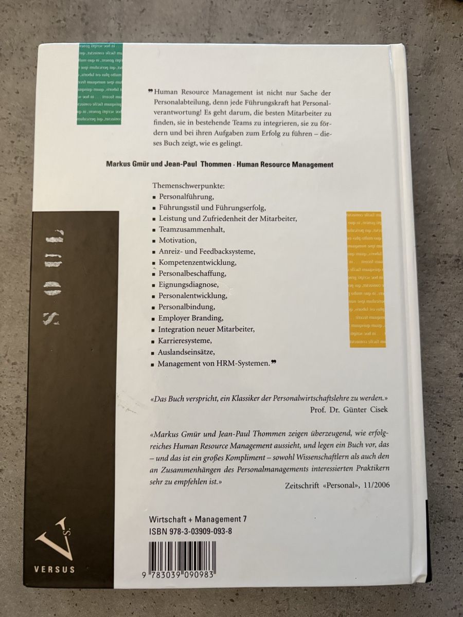 Bücher: Fachbuch Human Resource Management – Neu (gemäss Beschreibung) aus Tagelswangen von lykainion 1