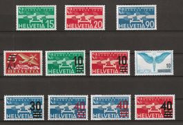 1932-37 : Flugpost Serien Nr. F16 - F25, inkl. F24a **
