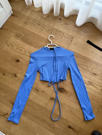 Langarm Crop Top blau Grösse S
