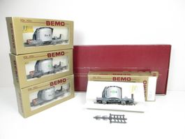 Bemo H0m 7459 100 RhB Wagen-Set Zementwagen