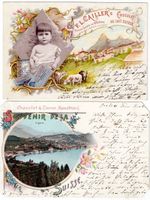 Schweiz, 4 Ansichtskarten, Suchard, Cailler, Maestrani