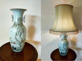 riesige Vase (handbemalt),auch mit Lampenschirm / tot. 109cm