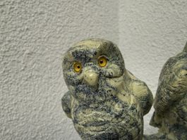 Eulen Uhu Vogel aus Pyrit Handarbeit, Figur Statue