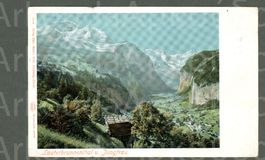 AK Farblitho Lauterbrunnenthal BE mit Jungfrau ≈ 1903