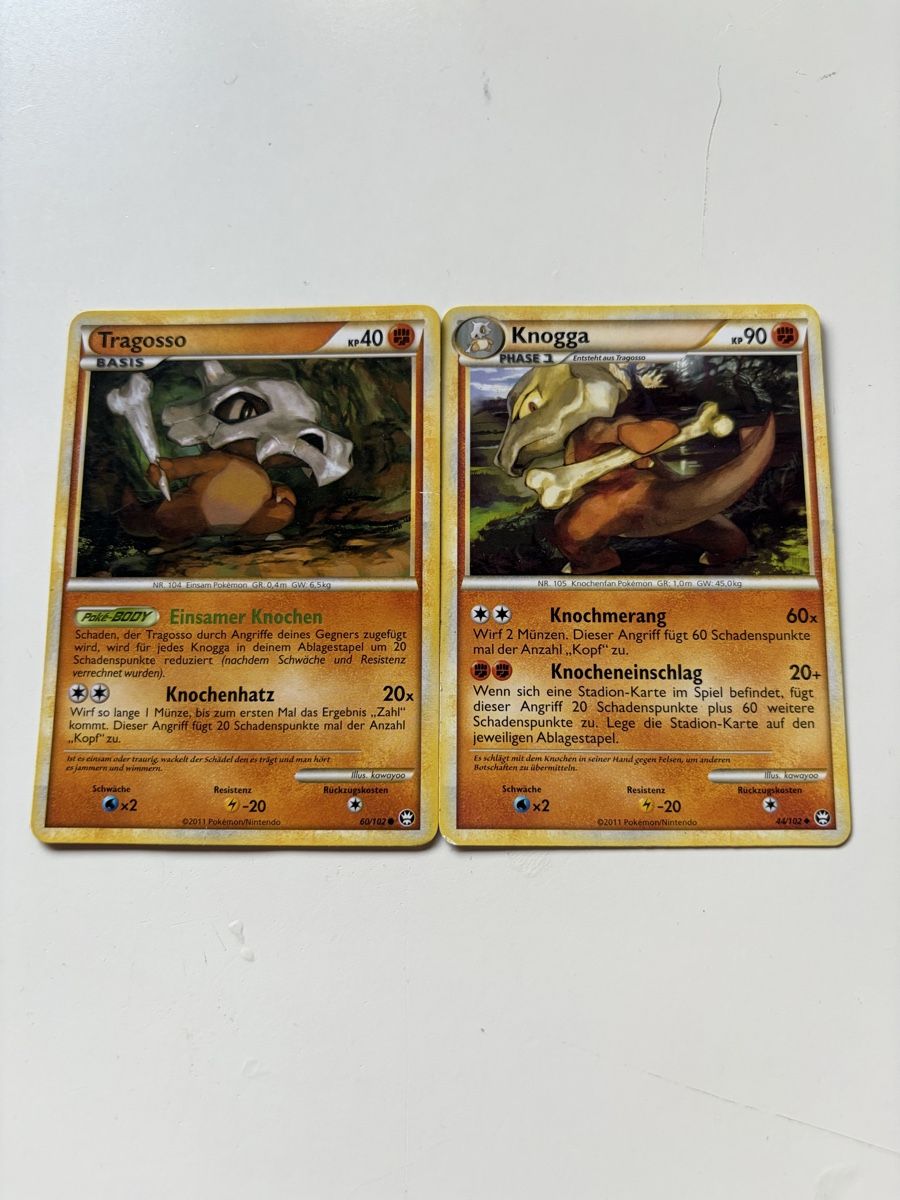 Pokémon Carte collezionabili: 2 Pokémon Karten, Tragosso und Knogga – Usato da Balsthal venduto da Sven.sch