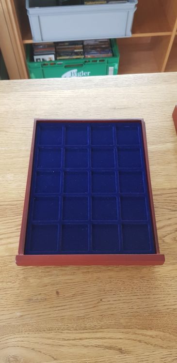 Münzbox Mit 99 Fächern (bis 19 Mm) – Samteinlage Blau, Stapelbar, Für Münzsammler