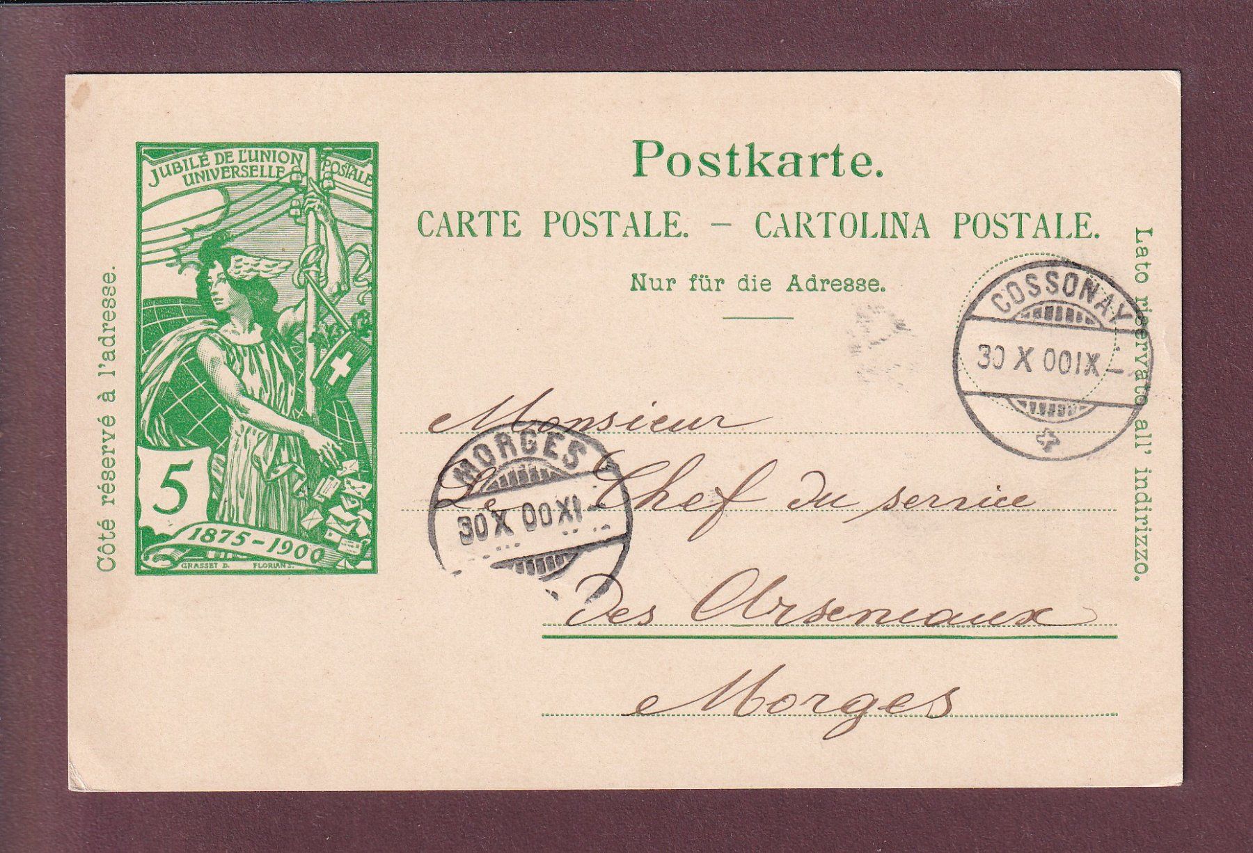 Cartes postales: Carte préaffranchie UPU - 1900 – D'occasion à Pully par nicecards