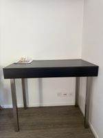 Pult-Sekretär schwarz mit Metallbeinen 90cm mit Regalboden