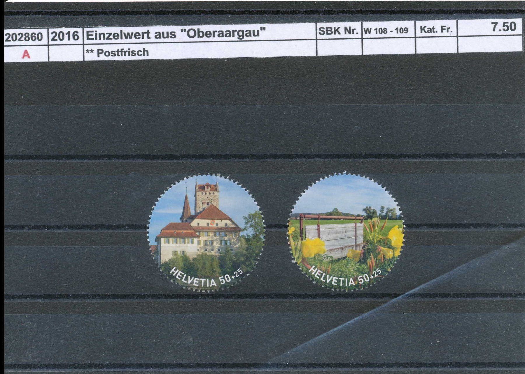 Tutti i francobolli: 2016 Einzelwerte aus "Oberaargau" - Block, ** postfrisch – Nuovo (secondo la descrizione) da Winterthur venduto da Zupogeru