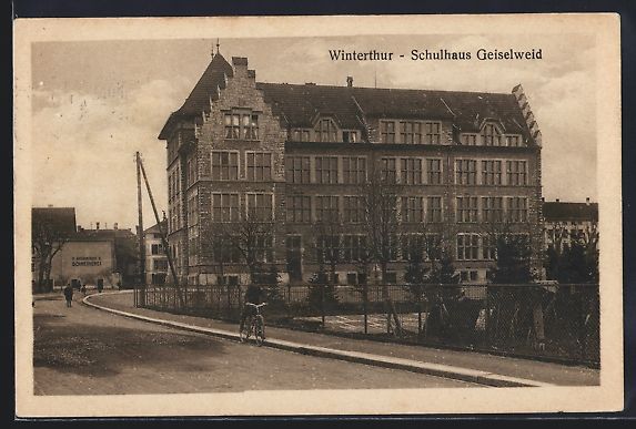 Cartes postales: AK Winterthur, Schulhaus Geiselwind – D'occasion à Berlin par bartko-reher