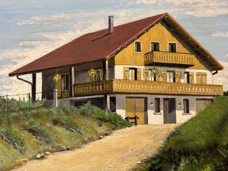 Original handgemaltes Gemälde – Alpenhaus – signiert A. Guig