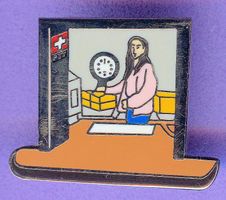 PTT   Pöstlerin am Postschalter