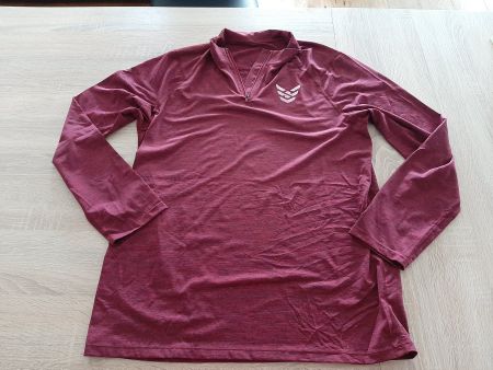 Sportshirt mit Reissverschluss bordeaux meliert, Grösse L