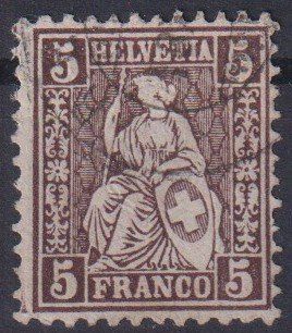 Tutti i francobolli: Sitzende Helvetia "5", Nr. 45 ++++ – Usato da Samnaun-Compatsch venduto da Muckimu