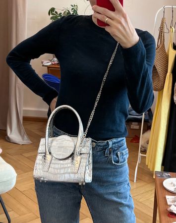 Silver Croco Mini Bag by Vikele Studio