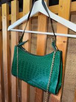 🔥Handtasche Kroko-Prägung dunkelgrün mit Kettengurt