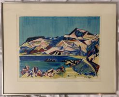 Farblithographie Gertrud Sentke 1956