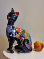 Mexikanische Keramik Katze 29 cm handbemalt