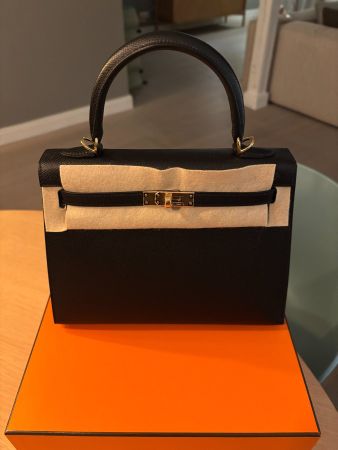 NEUE Hermes Kelly 25, schwarz, Epsom