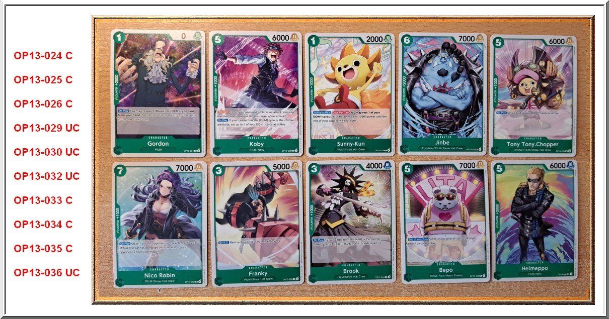 Bandai Sammelbilder & Trading cards: OP13 - Les 10 Cartes Verte – Gebraucht aus Cernier von Poussetofiol