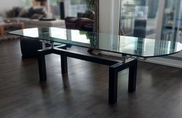 Glas Esstisch ausziehbar Metallgestell schwarz guter Zustand