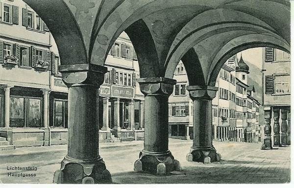 Cartoline postali: Lichtensteig SG Arkaden ca.1920 Geschäftshäuser – Usato da Ennetmoos venduto da Ambuman