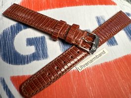 16mm Lederarmband, Echse Braun, Uhrenband Schliesse silbern