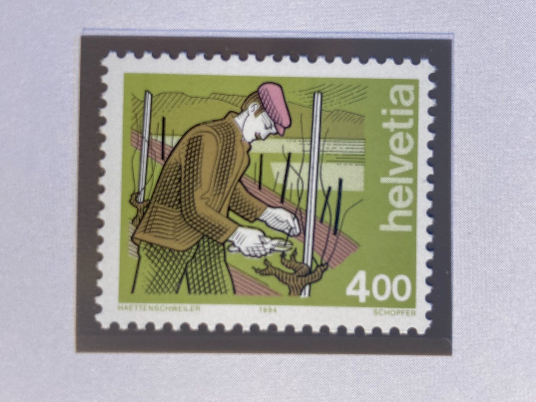 Tutti i francobolli: Schweiz 1994 Mensch und Beruf: Winzer 4 Fr. postfrisch – Nuovo (secondo la descrizione) da Liestal venduto da schnueps
