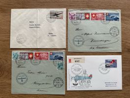 Schweiz - 4x Flugpost ab 1939