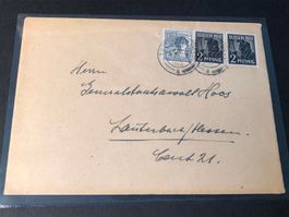 Brief 1947 mit 12 + 2x 2 Pfennig von Lauterbach (D)