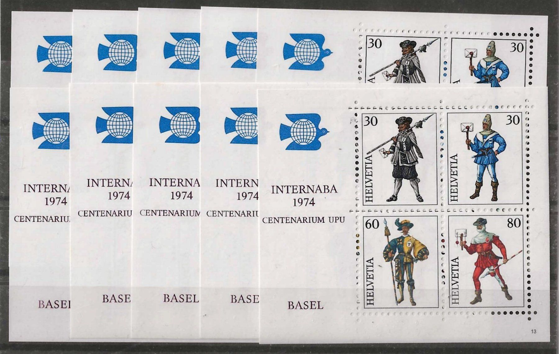 Tutti i francobolli: 10 Blocks (INTERNABA 1974) – Usato da Zürich venduto da Philacat11