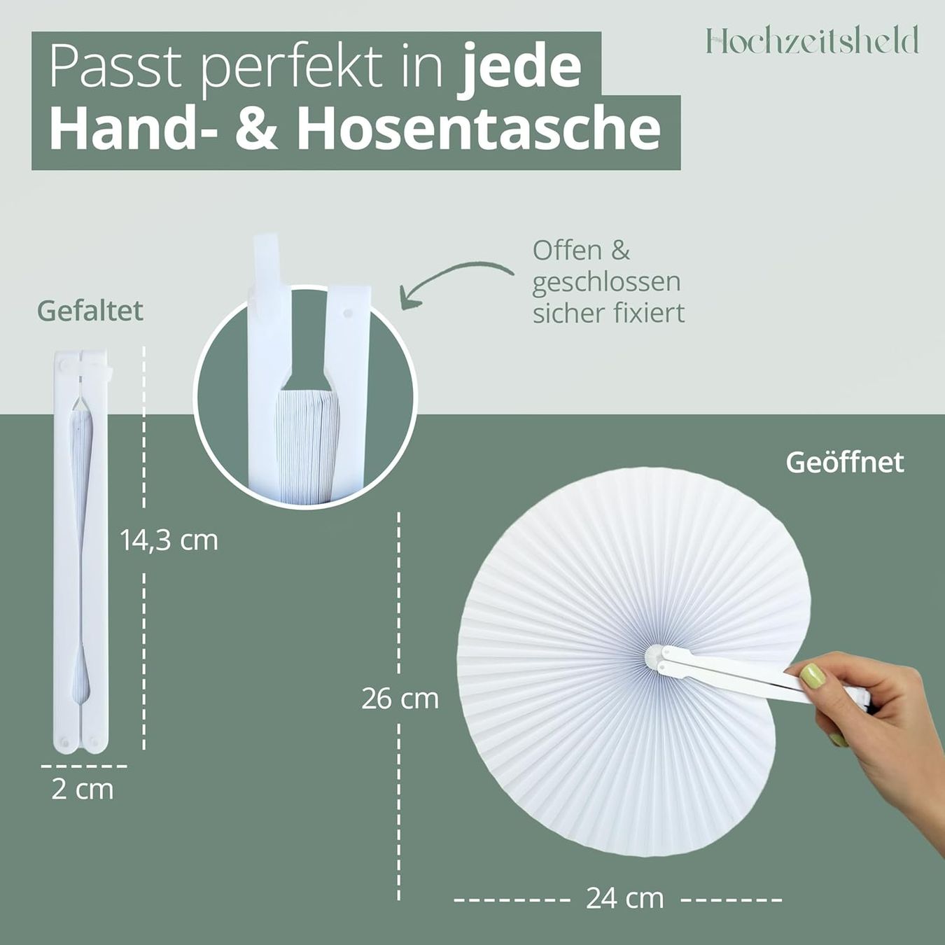 Tutte le decorazioni: Hochzeitsfächer 50 Stück weiss Papierfächer – Nuovo e nell'imballaggio originale da Suhr venduto da SchnapperCH 1