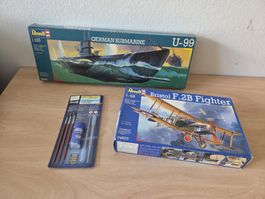 2 Stück Revell Model Bausätze Neu U Boot und Flugzeug 