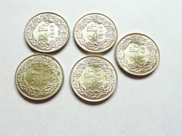 Fr. 2.-- Schweizer Silbermünzen Top-Zustand 1961 - 1967