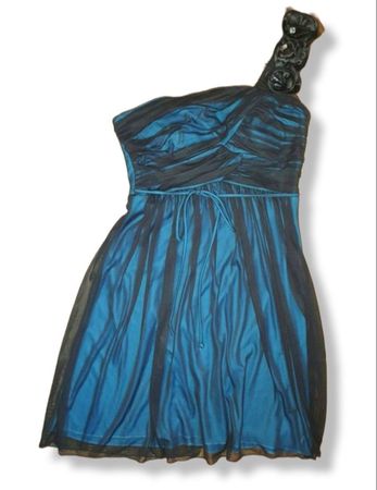 Cocktailkleid türkies/schwarz Grösse M